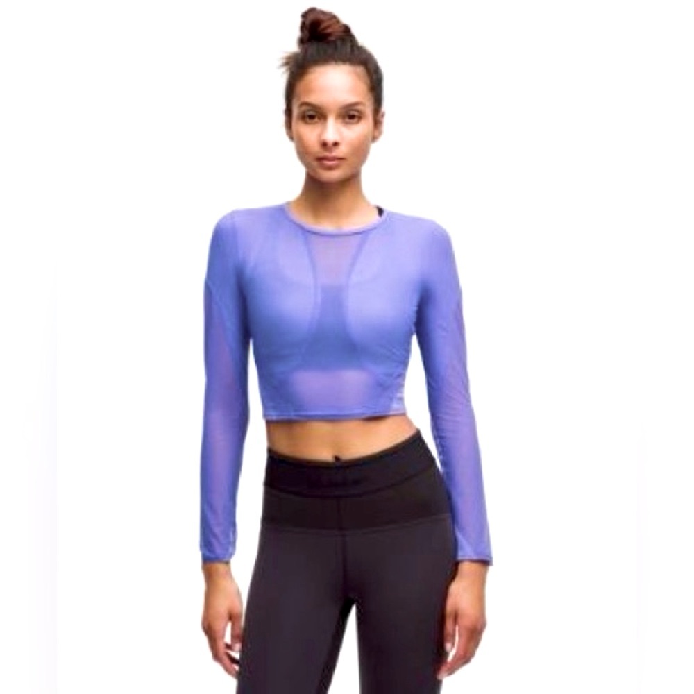 Lululemon Purple Mesh Panel Long Sleeve Crop Top
